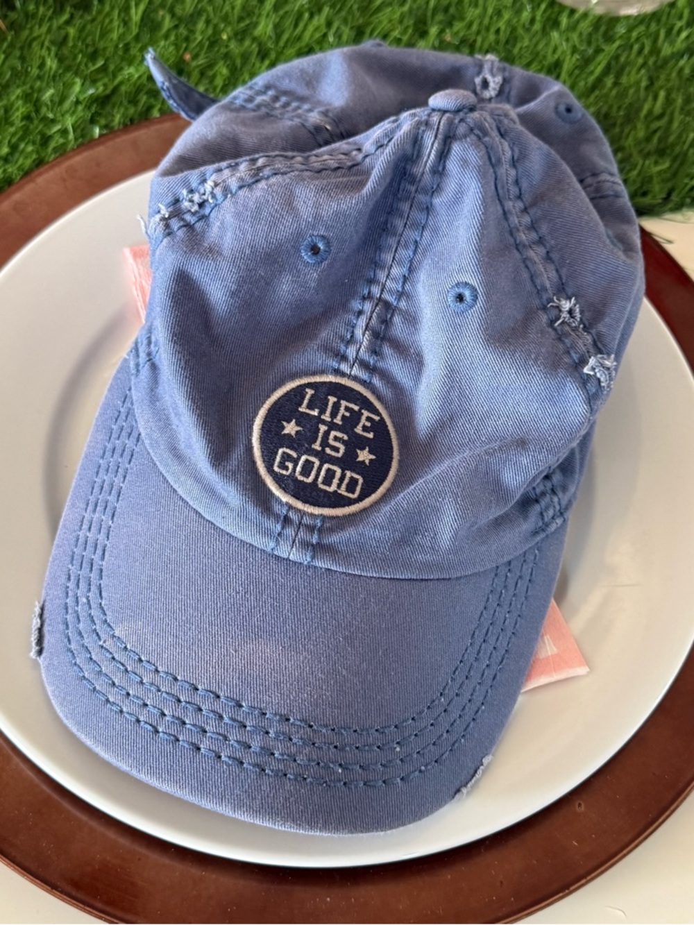 Life Is Good Washed Blue Relaxed Cap with Logo Patch